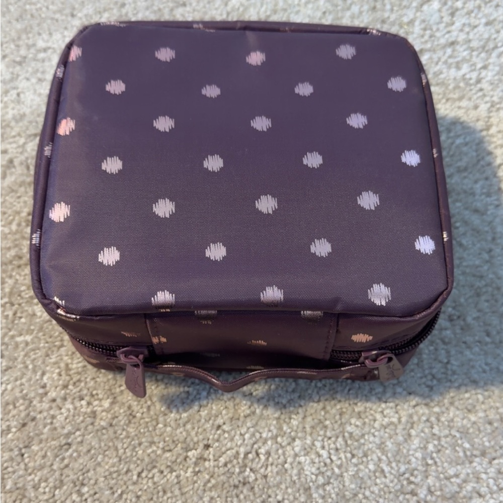 Thirty-One Purple Polka Dot Cosmetic Bag